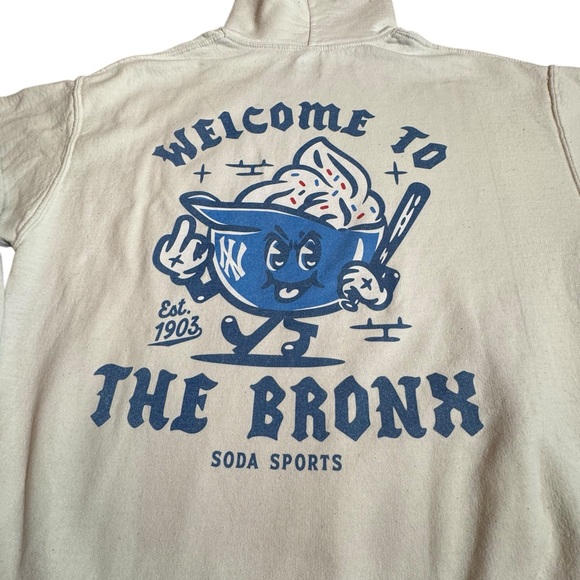 Soda Sports Welcome To The Bronx White Cotton Hoodie Men's Size Large - Picture 4 of 8